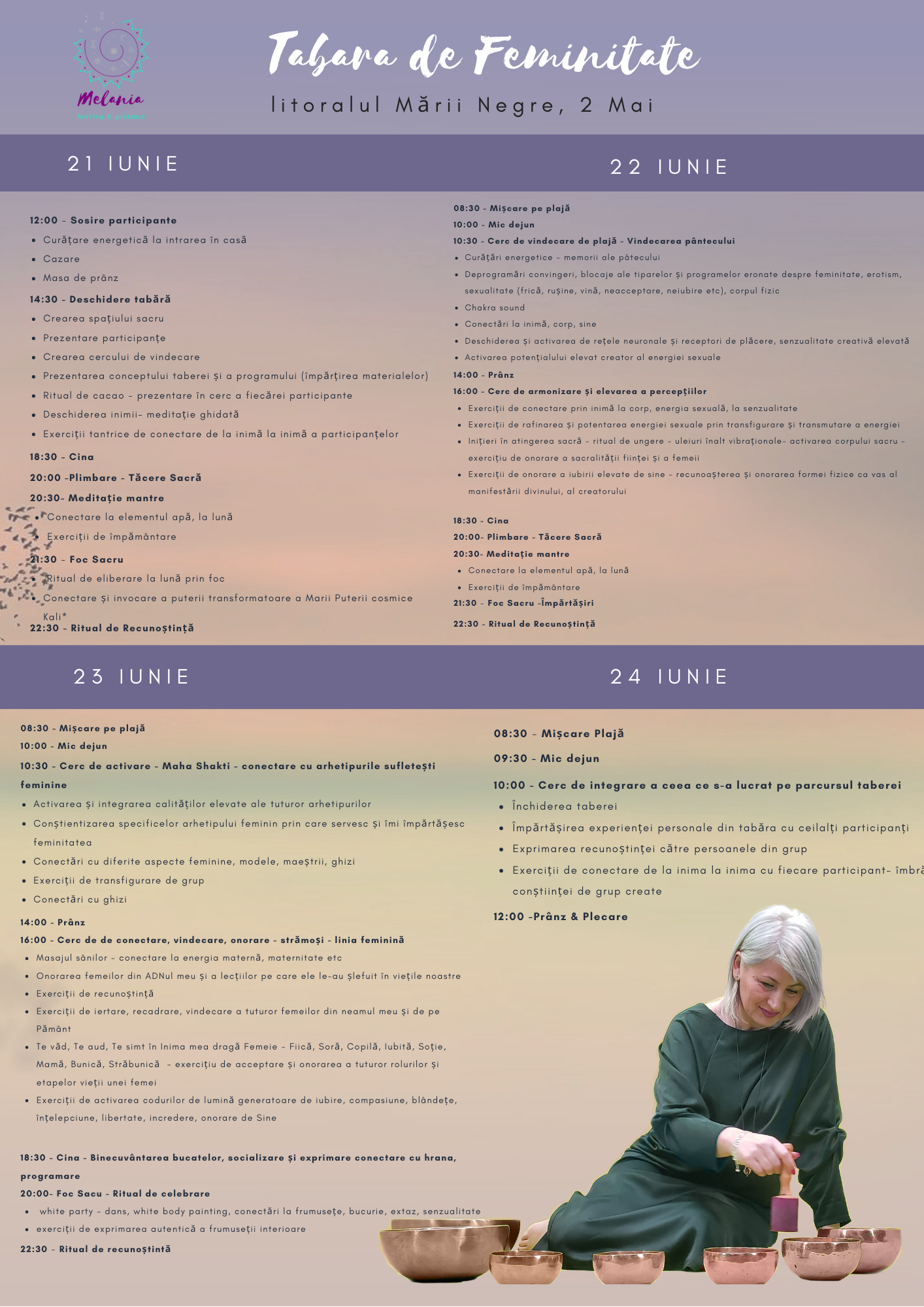 Tabara de Feminitate - Program detaliat